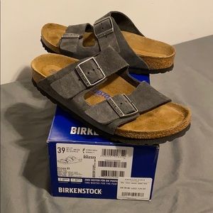Birkenstock Arizona Velvet Gray Two Strap